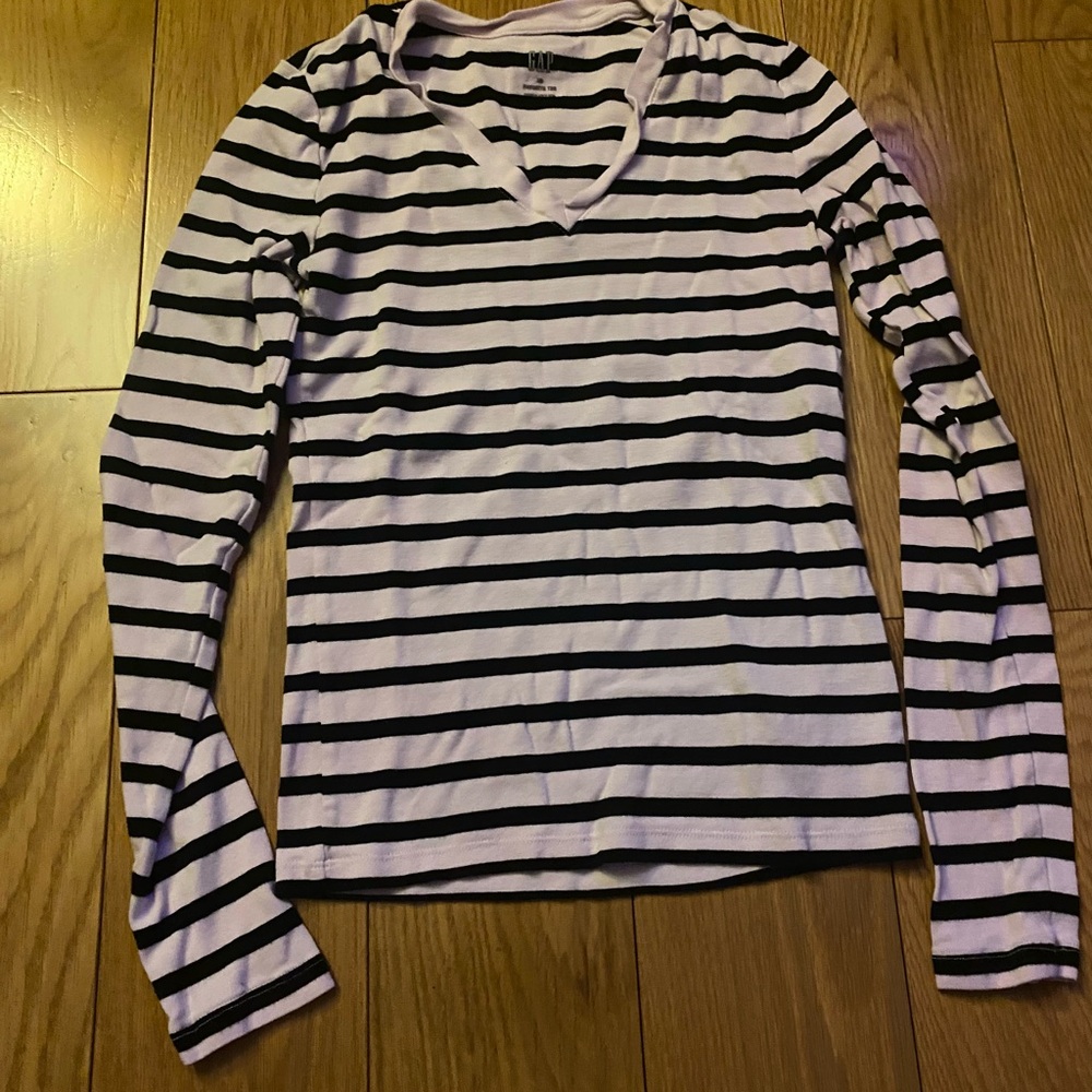 Black and White Striped Women's Top